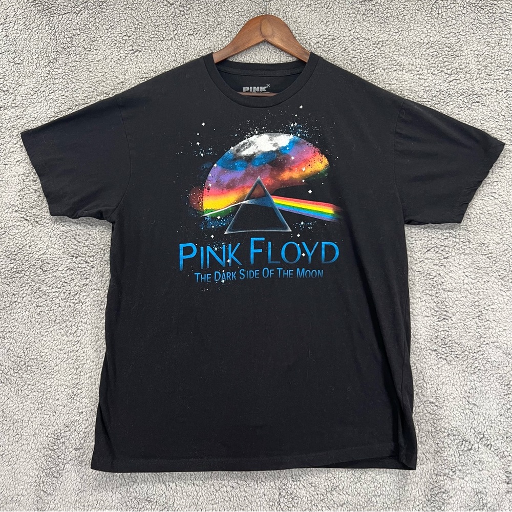 Pink Floyd The Dark Side of the Moon Graphic T-Shirt 100% Cotton Black Men Sz L